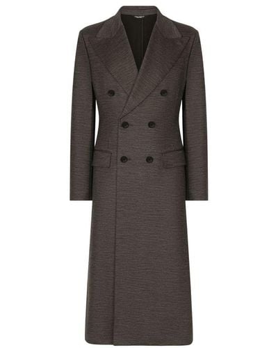 Dolce & Gabbana Double-Breasted Technical Wool Coat - Brown