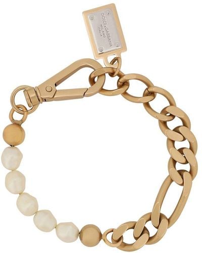 Dolce & Gabbana Link Bracelet With Pearls - Metallic