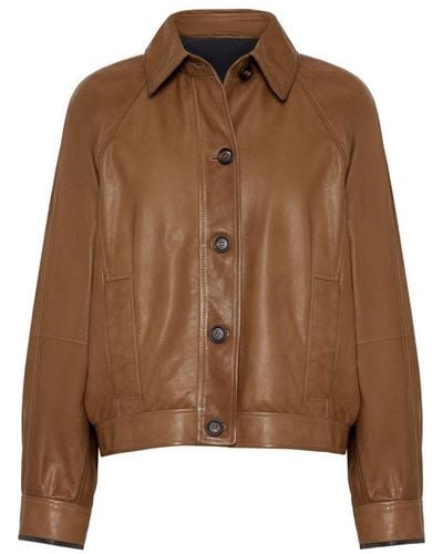 Brunello Cucinelli Nappa Leather Outerwear - Brown