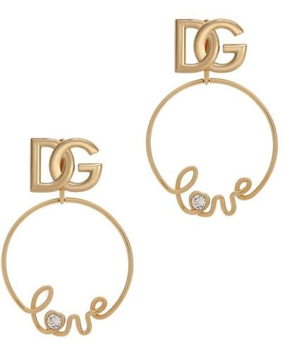 Dolce & Gabbana Clip-On 'Love' Earrings With Dg Logo - Metallic