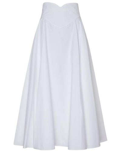 Alexander McQueen Plissé Long Skirt - White