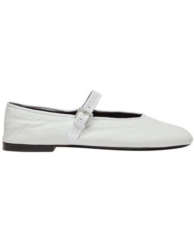 The Row Leather Mary Jane Ballet Flats - White