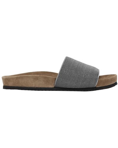 Brunello Cucinelli Suede Mules - Grey