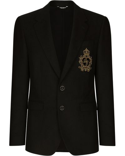 Dolce & Gabbana Veste simple boutonnage en laine et cachemire avec écusson - Noir