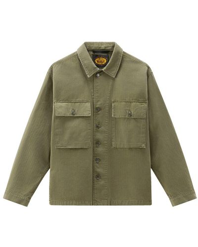 Woolrich 100% Cotton Military Overshirt - Green