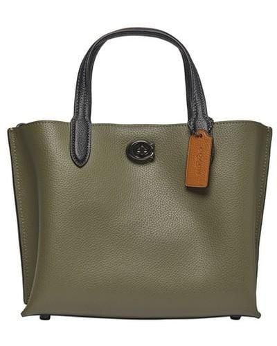 COACH Willow Tote 24 In Colorblock With Signature Canvas Interior - Green