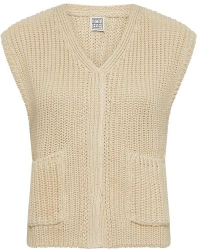 Totême Sleeveless V-neck Sweater - Natural