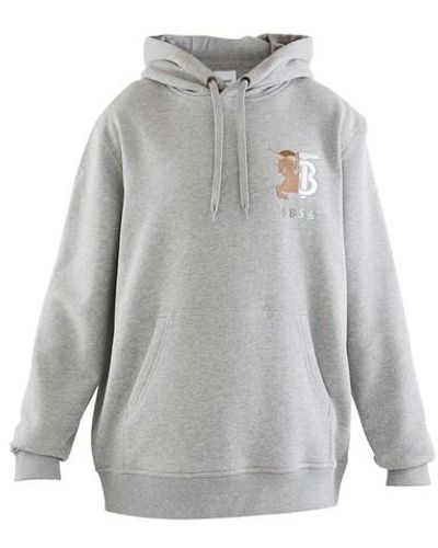 Burberry 1856 Embroidered Logo Hoodie - Gray