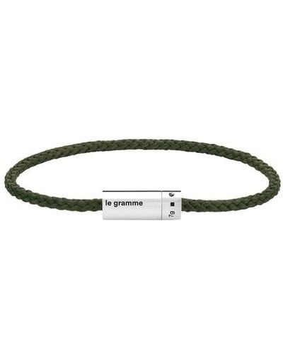 Le Gramme Khaki Nato Cable Bracelet Le 7g Silver 925 & Nato Slick Polished - Metallic