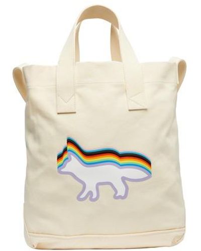Maison Kitsuné Rainbow Fox Tote Bag - White
