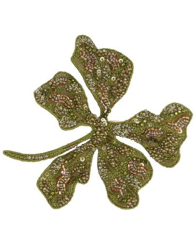 Alberta Ferretti Bijoux Flower Brooch With Beads - Green