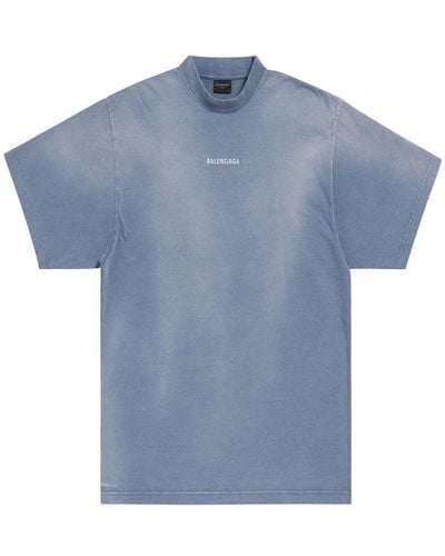 Balenciaga Logo-print Cotton T-shirt - Blue