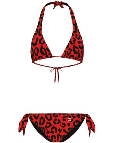 Dolce & Gabbana Bikini à imprimé léopard - Rouge