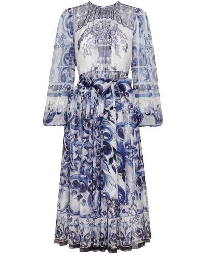 Dolce & Gabbana Chiffon Midi Dress - Blue