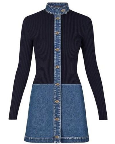 Louis Vuitton Stonewashed Denim Bi-material Dress - Blue
