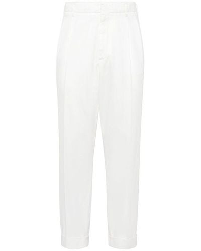Brunello Cucinelli Gabardine Trousers - White