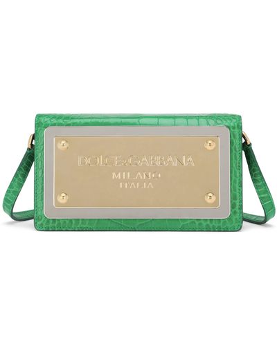 Dolce & Gabbana Phone Bag mit Maxi-Markenetikett - Grün