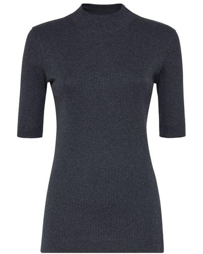 Brunello Cucinelli Ribbed Jersey T-Shirt - Blue