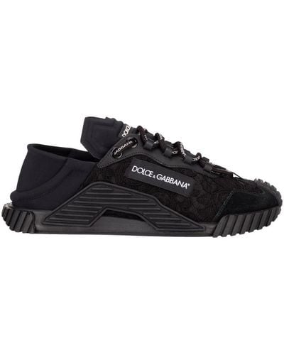Dolce & Gabbana Ns1 Slip On Sneakers In Mixed Materials - Black