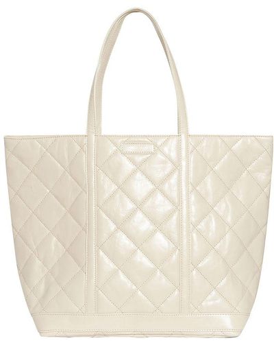 Vanessa Bruno Xl Quilted Leather Tote Bag - Natural