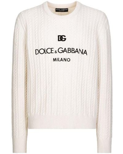 Dolce & Gabbana Wool Round-Neck Jumper - White