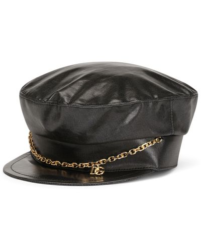 Dolce & Gabbana Baker-Boy-Mütze mit DG-Logo-Kette - Schwarz