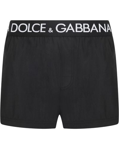 Dolce & Gabbana Boxer de bain court avec taille élastique à logo - Noir