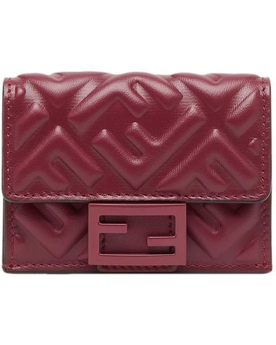 Fendi Baguette Micro Trifold Wallet - Red