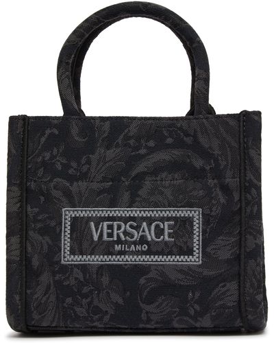 Versace Besonders kleine Tote Bag aus Barocco-Jacquard mit Stickerei - Schwarz