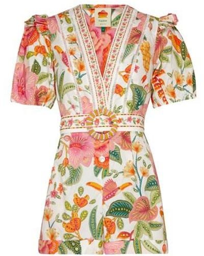 FARM Rio Macaw Bloom Patterned Playsuit - Multicolour