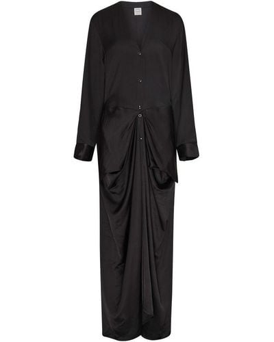 Totême Satin Dress With Ties - Black