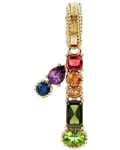 Dolce & Gabbana 18 Kt Yellow Gold Rainbow Pendant With Multicolour Finegemstones Representing Number 1 - Metallic