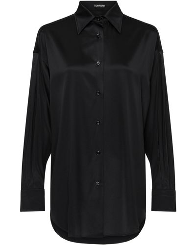 Tom Ford Langarmhemd aus Satin - Schwarz