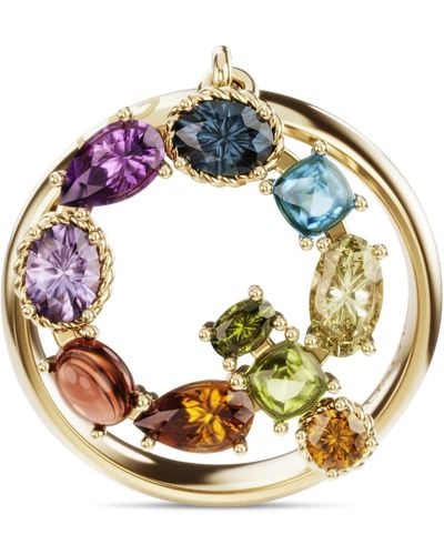 Dolce & Gabbana Rainbow alphabet Q ring in yellow gold with multicolor fine gems - Multicolore