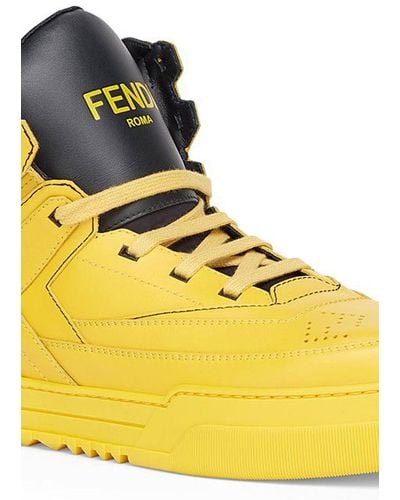 Fendi Yellow Leather High-tops