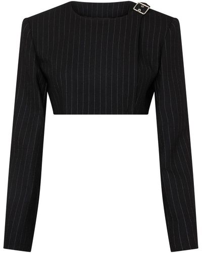 Courreges Buckle Tailored Pinstripe Top - Black