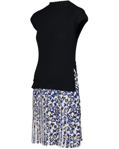 Louis Vuitton Sleeveless Bi-material Knit Dress - Black