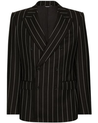 Dolce & Gabbana Double-Breasted Pinstripe Jacket - Black