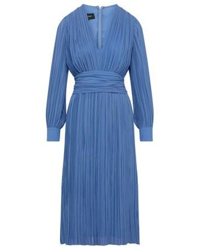 Rochas Maxi Pleated Dress - Blue