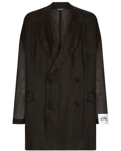Dolce & Gabbana Oversize Double-breasted Linen Jacket - Black