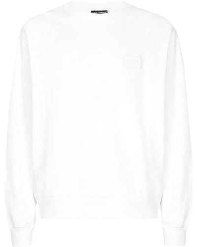 Dolce & Gabbana Sweat en jersey avec étiquette à logo DG - Blanc