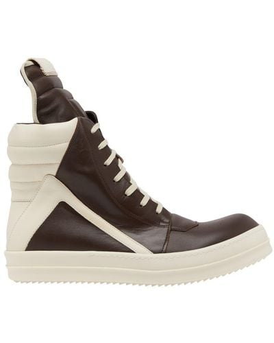 Rick Owens Geobasket Leather High-top Sneakers - Brown