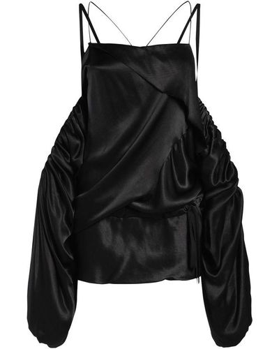 Ann Demeulemeester Melba Mini Asymmetric Dress With Detachable Sleeves - Black