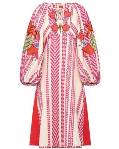 FARM Rio Jacquard Embroidered Midi Dress - Pink