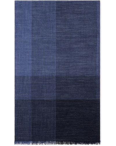 Brunello Cucinelli Écharpe en soie et lin motif chevrons à rayures - Bleu