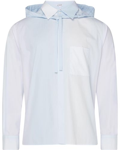 Loewe Chemise à capuche rayée - Blanc
