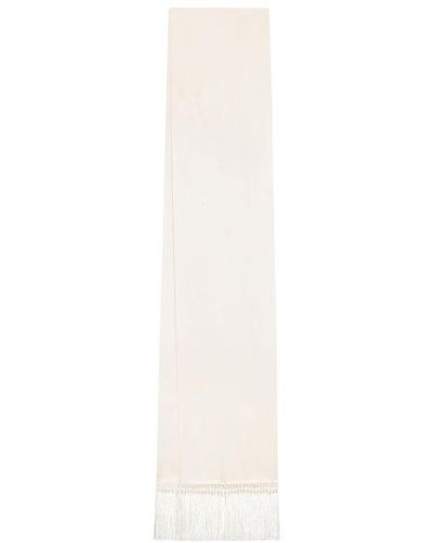 Dolce & Gabbana Silk Scarf With Fringing - White