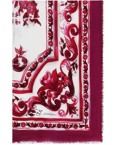 Dolce & Gabbana Quadratisches Tuch aus Modal und Kaschmir (140 x 140) - Rot