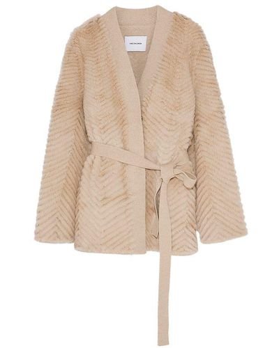Yves Salomon Knit And Mink Gilet - Natural