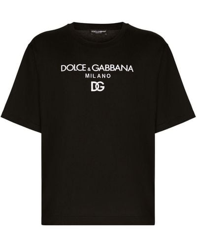 Dolce & Gabbana Cotton T-shirt With Dg Embroidery - Black